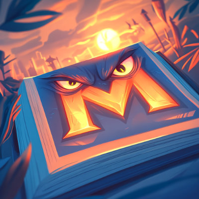Book showing an evil letter M